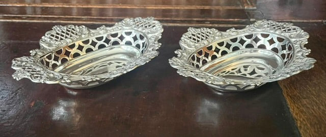 A Pair of Solid Silver Edwardian Bon-Bon Dishes, B’ham 1903 By William Hutton