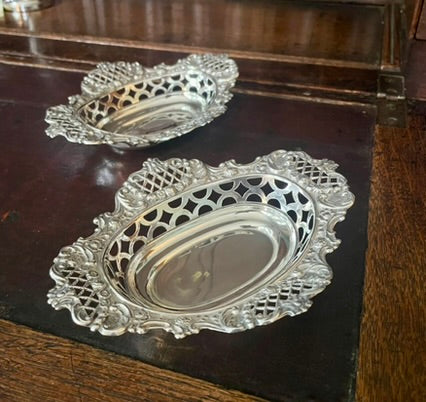 A Pair of Solid Silver Edwardian Bon-Bon Dishes, B’ham 1903 By William Hutton