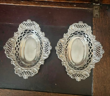 A Pair of Solid Silver Edwardian Bon-Bon Dishes, B’ham 1903 By William Hutton